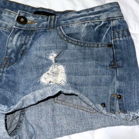 Distressed Denim Shorts With Studded Details - Size S - Picture 2 of 8